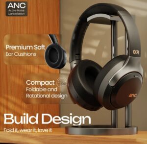 हेडफोन का फोल्डेबल डिज़ाइन और ट्रेवल pouch के साथ