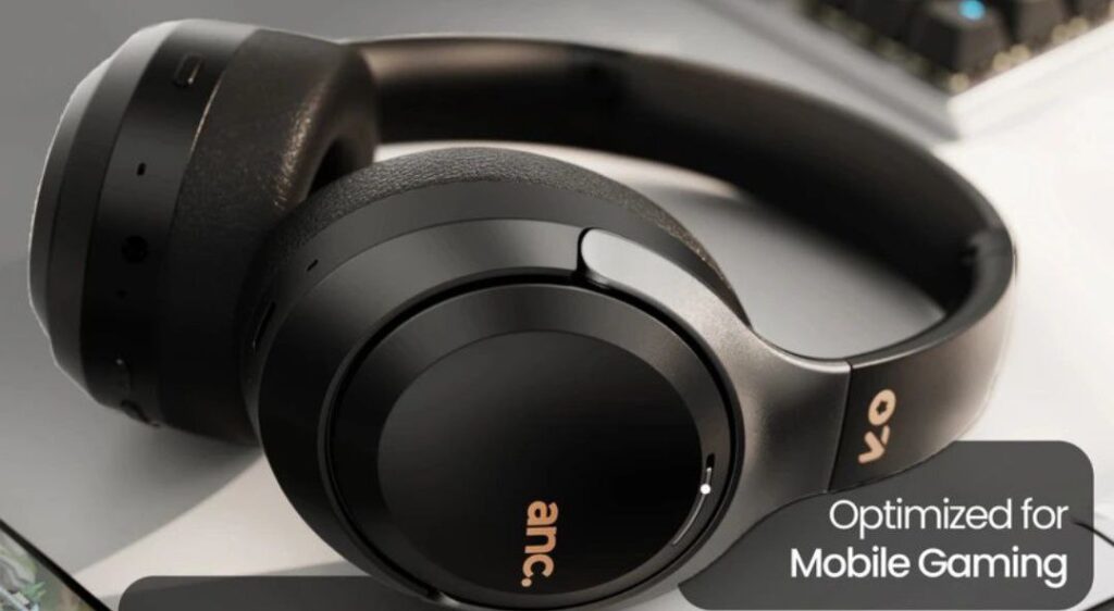 GOBOULT Anchor ANC Calling हेडफोन का क्लोज़-अप और प्रीमियम ब्लैक कलर